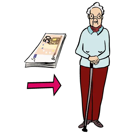 Eine Frau bekommt Rente
